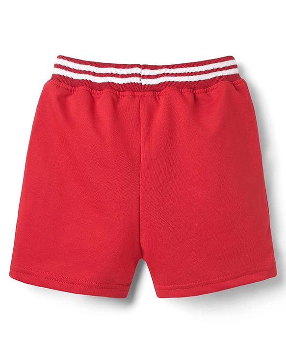 Pine Kids Looper Knit Mid Thigh Shorts With Text Print - Red