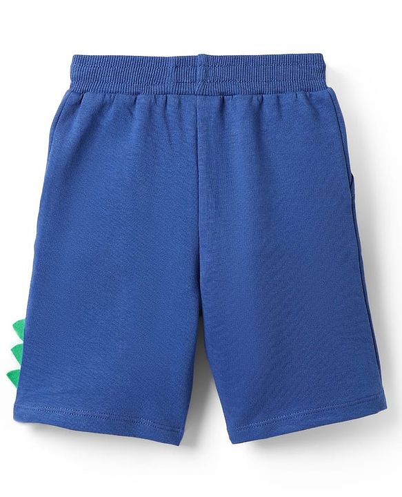 Babyhug Terry Knit Mid Thigh Shorts With Dino Print - Royal Blue