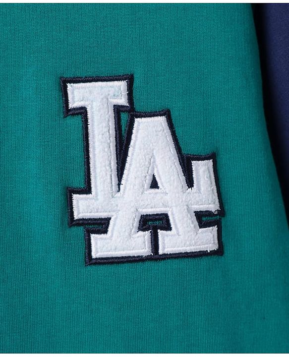 Pine Kids Looper Knit Half Drop Shoulder Sleeves T-Shirt & Shorts Set With LA Embroidery - Teal Blue