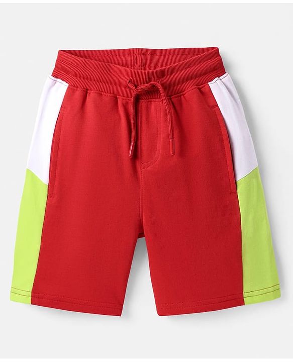 Pine Kids Looper Knit Half Sleeves T-Shirt & Shorts Set With Skateboard Print - Red