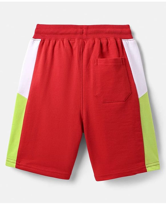 Pine Kids Looper Knit Half Sleeves T-Shirt & Shorts Set With Skateboard Print - Red