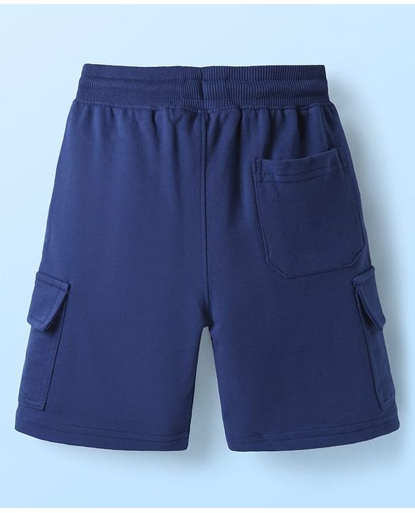 Pine Kids Looper Knit Half Sleeves Polo T-Shirt & Shorts Set With Badge Detailing - White & Navy Blue