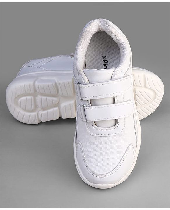 Pine Kids Velcro Closure School Shoes - White