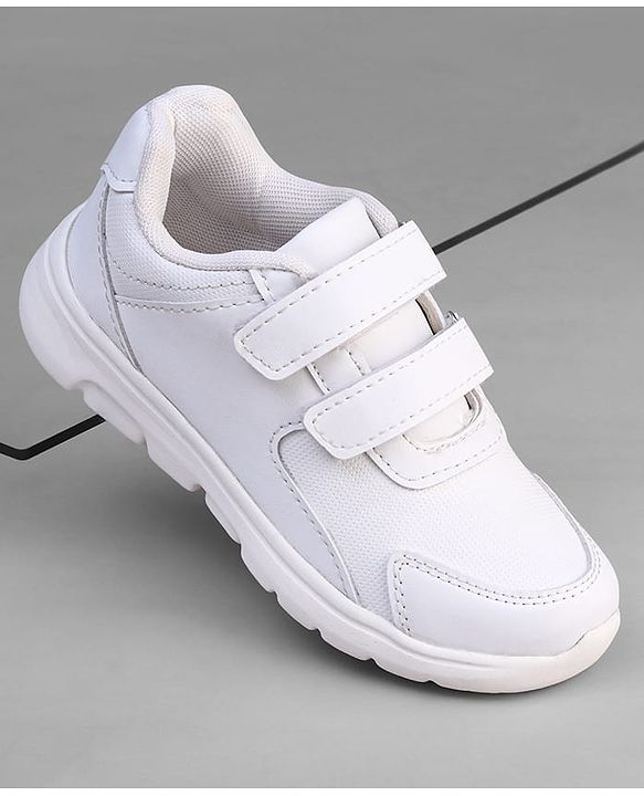 Pine Kids Velcro Closure School Shoes - White