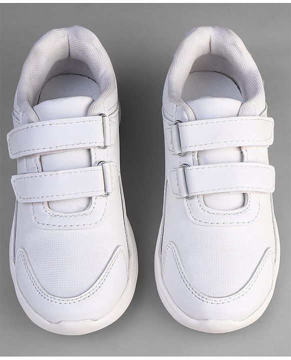 Pine Kids Velcro Closure School Shoes - White