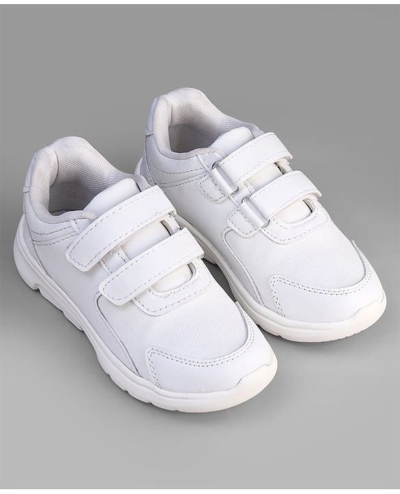 Pine Kids Velcro Closure School Shoes - White