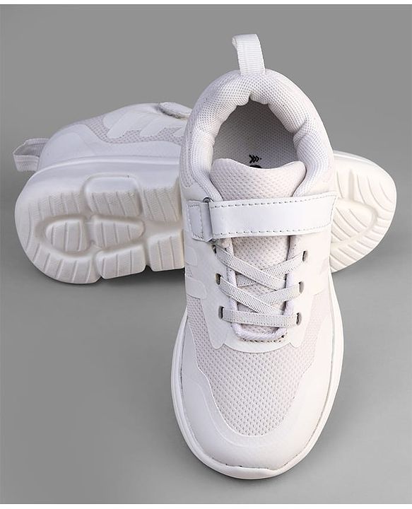 Pine Kids Velcro Closure School Shoes - White