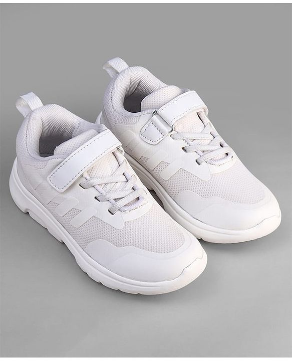 Pine Kids Velcro Closure School Shoes - White