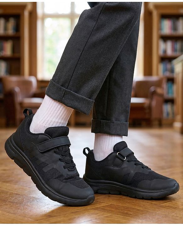 Pine Kids Velcro Closure School Shoes - Black