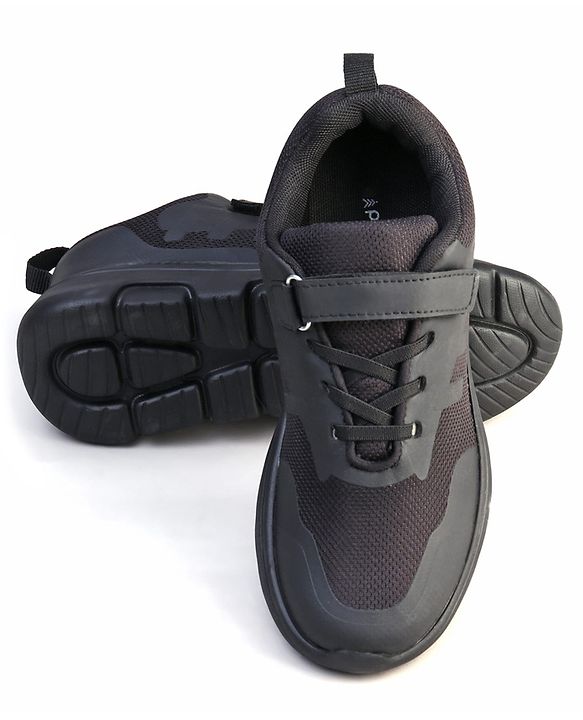Pine Kids Velcro Closure School Shoes - Black