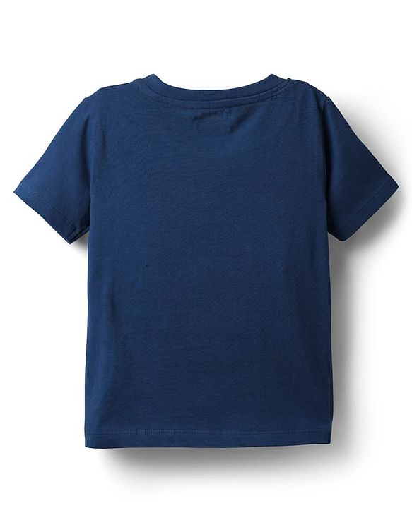Babyhug Cotton Knit Half Sleeves T-Shirts With I Have Super Power Text Graphics Pack Of 2 - Navy Blue & Yellow