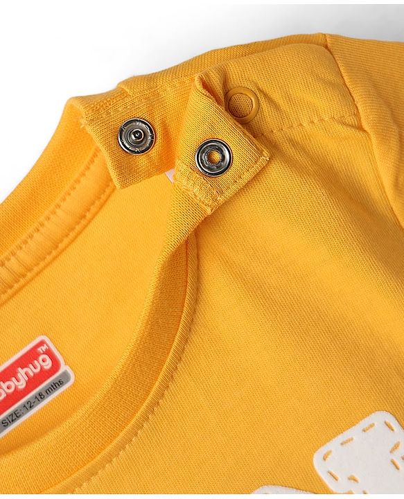Babyhug Cotton Knit Half Sleeves T-Shirts With I Have Super Power Text Graphics Pack Of 2 - Navy Blue & Yellow