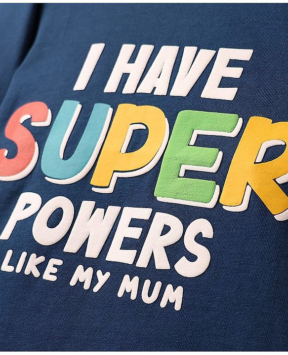 Babyhug Cotton Knit Half Sleeves T-Shirts With I Have Super Power Text Graphics Pack Of 2 - Navy Blue & Yellow