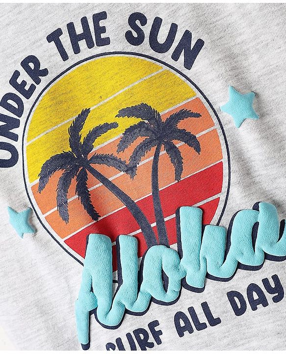 Babyhug Cotton Knit Half Sleeves T-Shirts With Stripes & Aloha Text Print Pack Of 2 - Red & Blue
