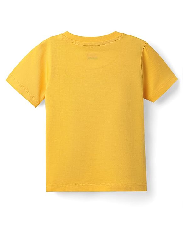 Babyhug Cotton Knit Half Sleeves With Cool Like Dad Text - Yellow