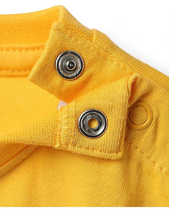 Babyhug Cotton Knit Half Sleeves With Cool Like Dad Text - Yellow