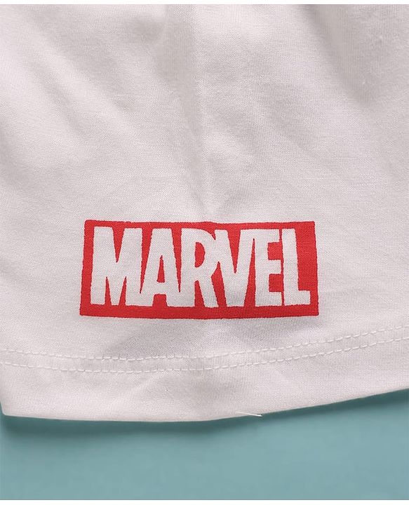 Pine Kids Marvel Cotton Knit Half Sleeves T-Shirt with Avengers Graphics -White