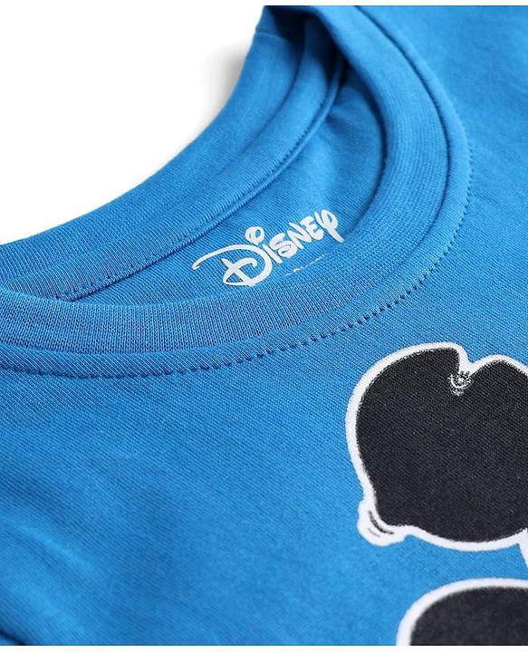 Pine Kids Disney Single Jersey Knit Half Sleeves T-Shirt with Mickey Mouse Graphics - Blue