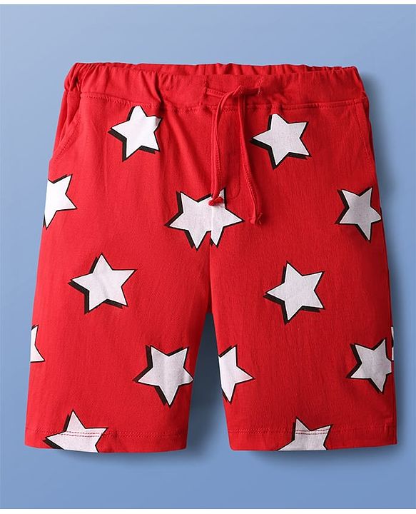 Pine Kids Marvel Single Jersey Knit Half Drop Shoulder Sleeves Oversized Shorts Night Suit with Avengers Graphics - Red & White