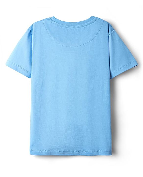 Pine Kids Marvel Single Jersey Knit Half Drop Shoulder Sleeves Oversized Shorts Night Suit with Spiderman Graphics - Light Blue