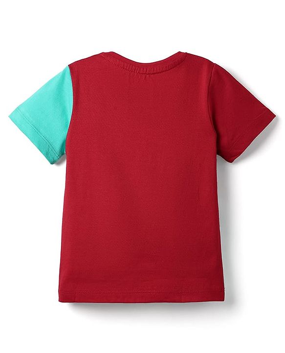 Babyhug Disney Single Jersey Knit Half Sleeves T-Shirt With Mickey And Friends Graphics - Red & Aqua Blue
