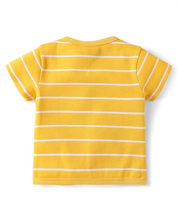 Babyhug 100% Cotton Interlock Knit Front Open jhabla With Animal Print Pack Of 3 - Navy Blue & Yellow