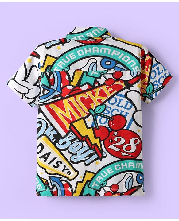 Babyhug Disney Single Jersey Knit Half Sleeves Shirt & T-Shirt With Mickey Mouse Print - Multicolor