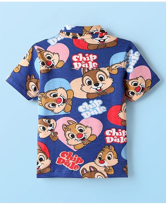 Babyhug Disney Cotton Knit Half Sleeves Shirt & T-Shirt With Chip N' Dale Print - Navy Blue