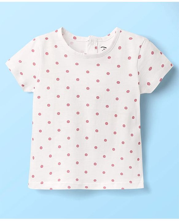 Babyhug Disney Single Jersey Knit Half Sleeves T-Shirt With Frock & Chip N Dale Print & Frill Detailing - White & Pink