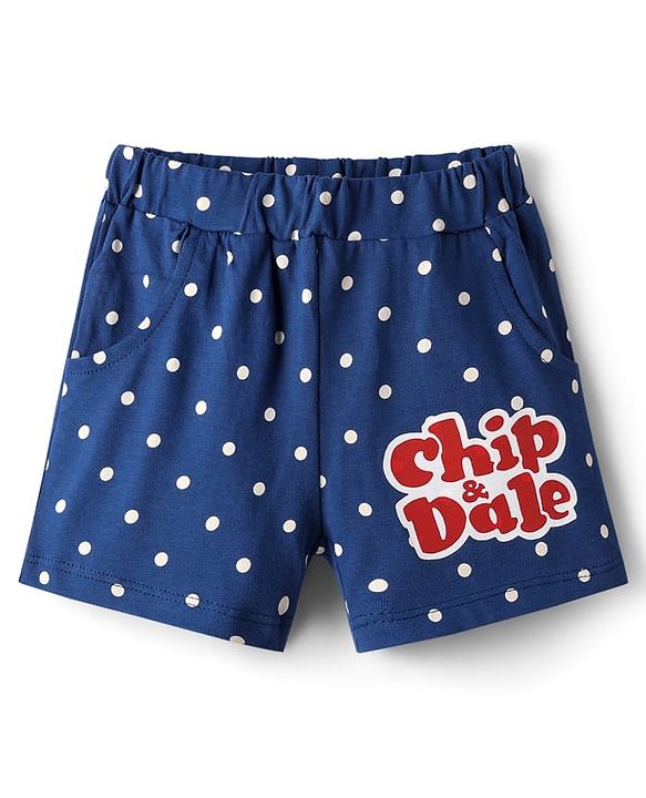 Babyhug Disney Single Jersey Knit Frill Sleeve T-Shirt & Short With Chip N Dale Graphics - Red & Blue