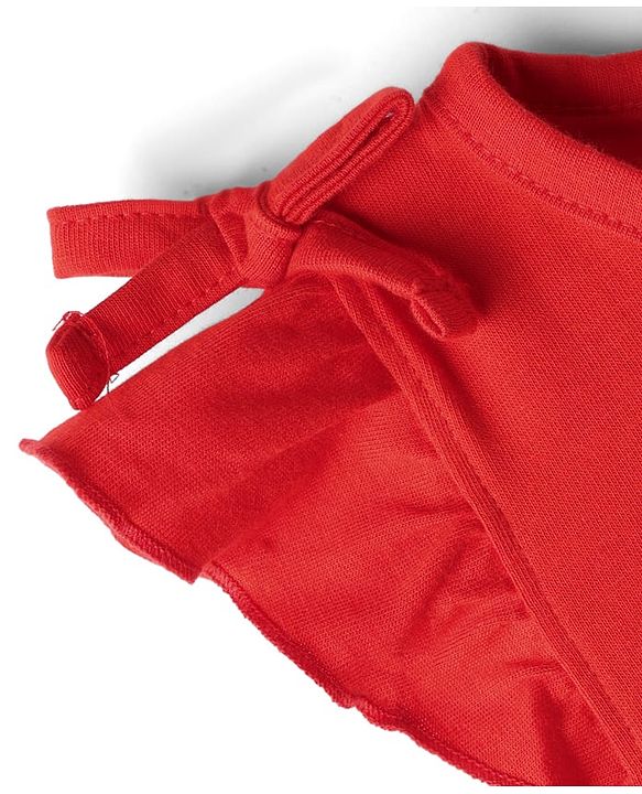 Babyhug Disney Single Jersey Knit Frill Sleeve T-Shirt & Short With Chip N Dale Graphics - Red & Blue