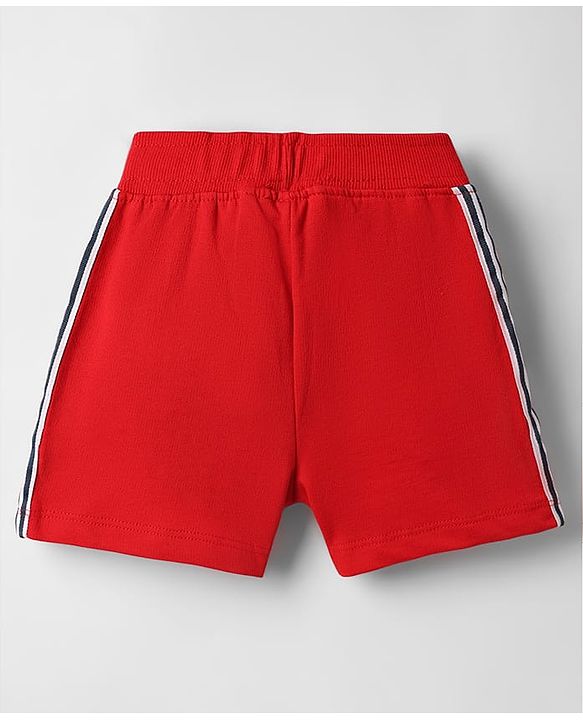 Babyhug Terry Cotton Knit Mid Thigh Length Shorts With Text Print - Red