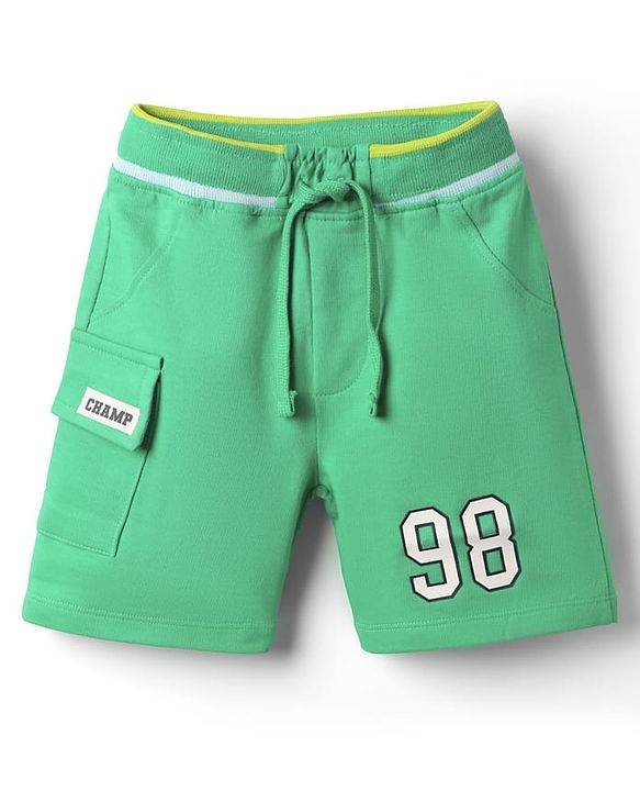 Babyhug Cotton Terry Knit Mid Thigh Shorts With Number Print - Green