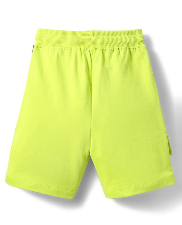 Babyhug Terry Knit Mid Thigh Length Text Printed Shorts With Front Pockets -Lime Green