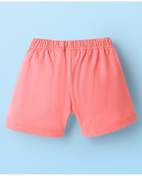 Babyhug Cotton Single Jersey Knit Mid Thigh Shorts With Polka Dots & Number Print Pack Of 2 - Pink & White
