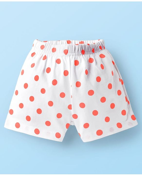 Babyhug Cotton Single Jersey Knit Mid Thigh Shorts With Polka Dots & Number Print Pack Of 2 - Pink & White