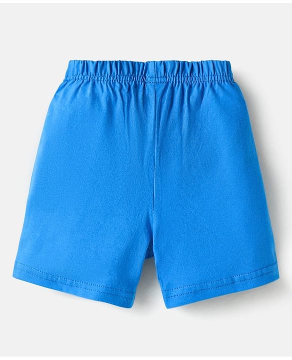Babyhug Cotton Knit Mid Thigh Shorts with Text Print Pack of 3 - Coral White & Blue