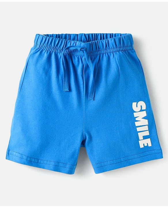 Babyhug Cotton Knit Mid Thigh Shorts with Text Print Pack of 3 - Coral White & Blue