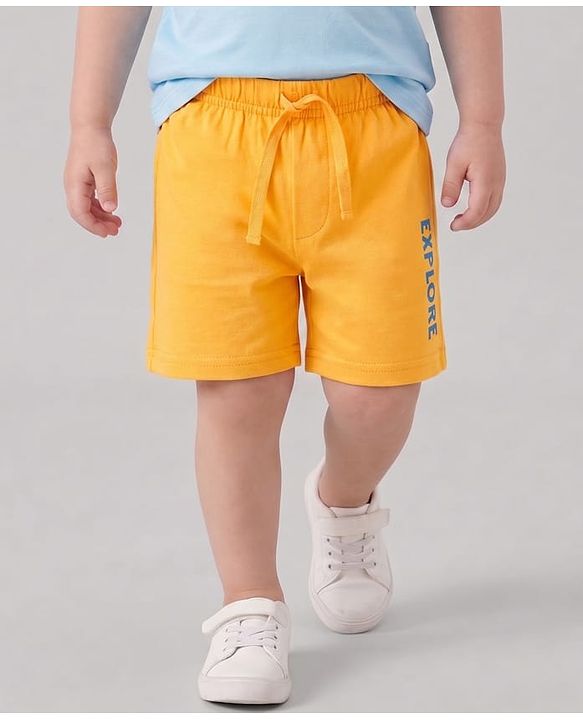 Babyhug Cotton Knit Mid Thigh Shorts with Jungle Theme Print Pack of 3 - Light Blue Yellow & Blue