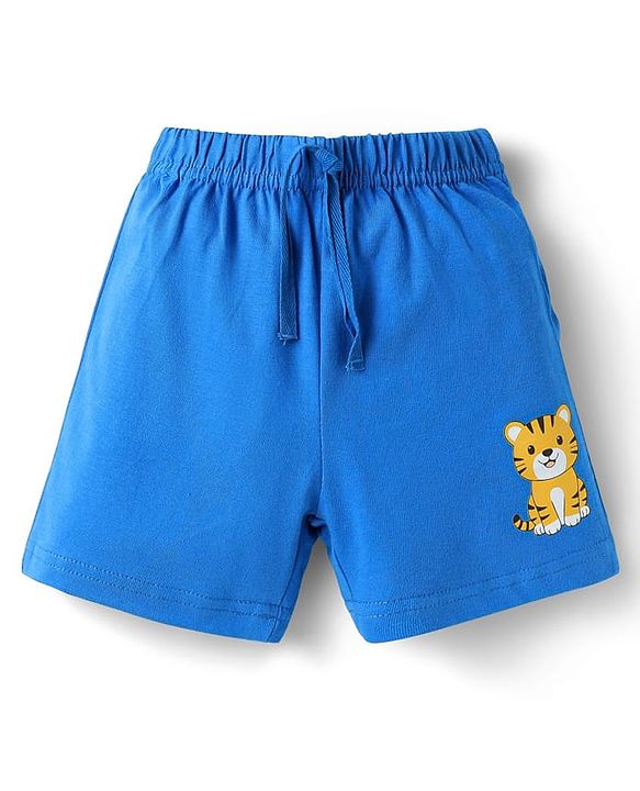 Babyhug Cotton Knit Mid Thigh Shorts with Jungle Theme Print Pack of 3 - Light Blue Yellow & Blue