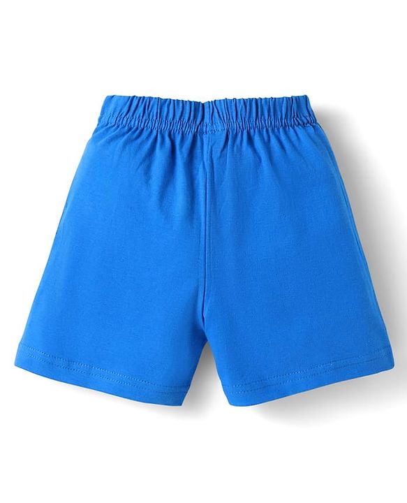 Babyhug Cotton Knit Mid Thigh Shorts with Jungle Theme Print Pack of 3 - Light Blue Yellow & Blue