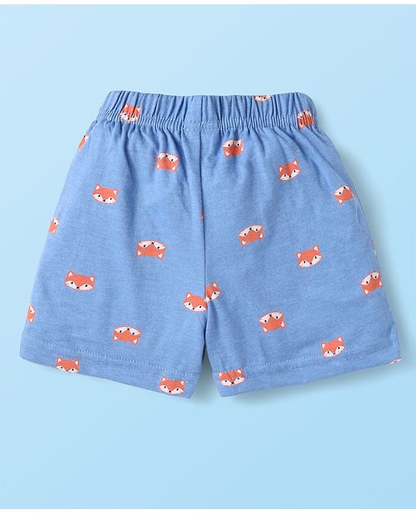 Babyhug Single Jersey Knit Mid Thigh Shorts with Stripes & Animal Print Pack Of 3 - Navy Blue & Red