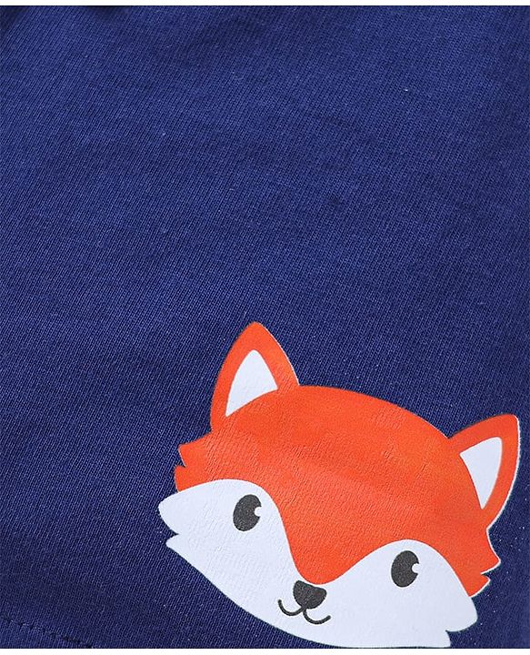 Babyhug Single Jersey Knit Mid Thigh Shorts with Stripes & Animal Print Pack Of 3 - Navy Blue & Red