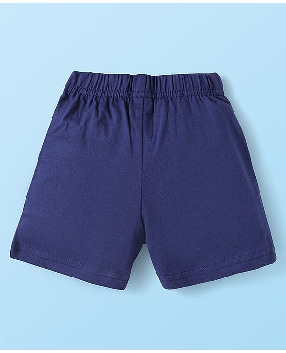 Babyhug Single Jersey Knit Mid Thigh Shorts with Stripes & Animal Print Pack Of 3 - Navy Blue & Red