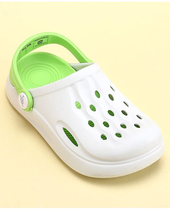 Pine Kids Clogs with Back Strap - White & Green