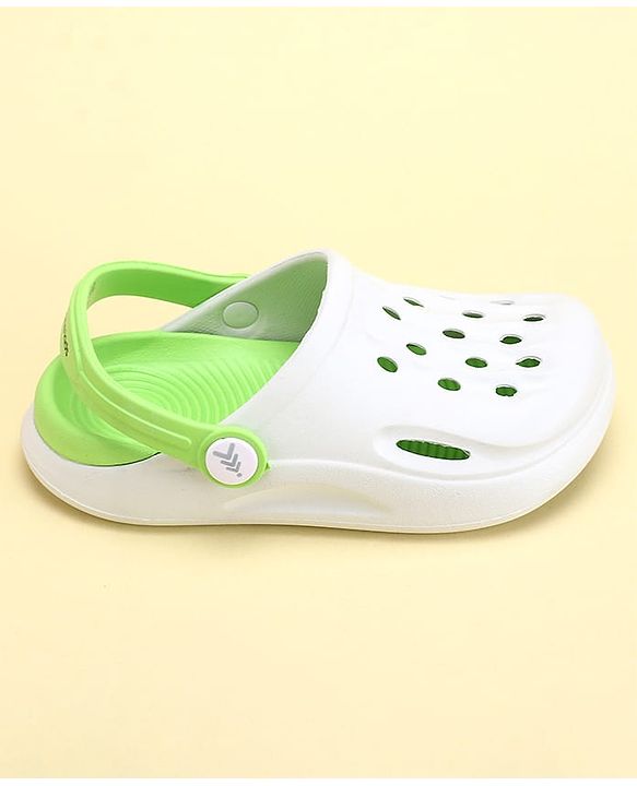 Pine Kids Clogs with Back Strap - White & Green