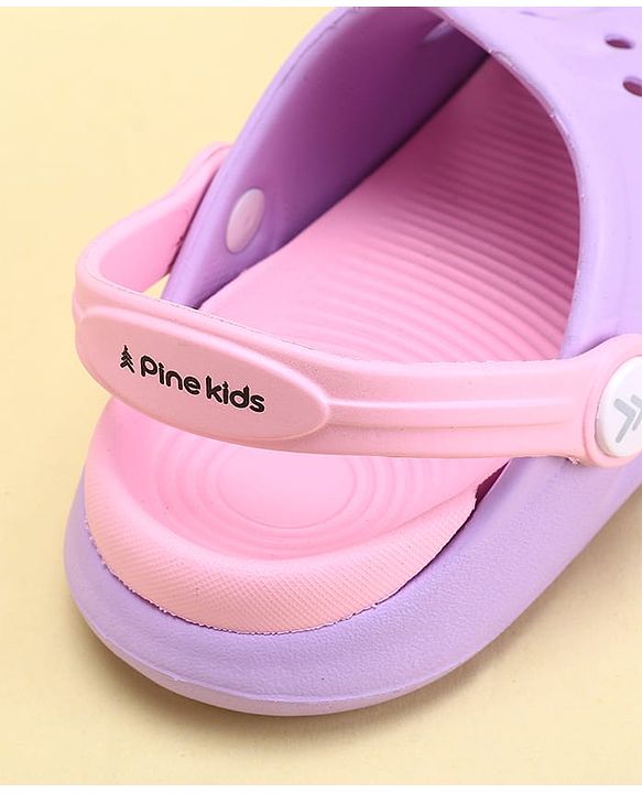 Pine Kids Clogs with Back Strap - Purple & Pink