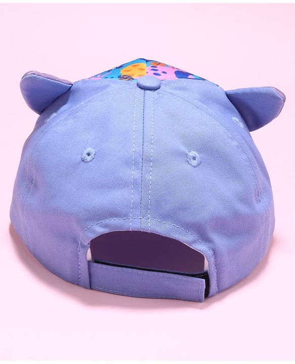 Babyhug Disney Cotton Blend Knit Baseball Cap With Stitch Print Blue - Diameter 50 cm
