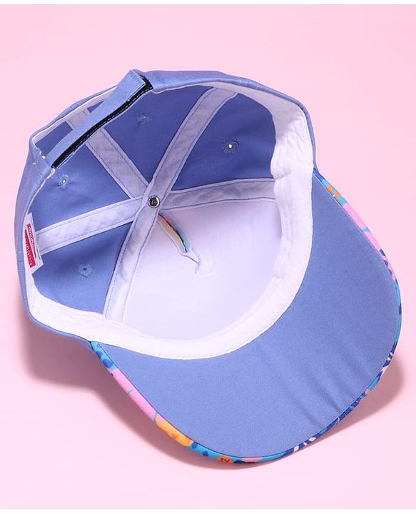 Babyhug Disney Cotton Blend Knit Baseball Cap With Stitch Print Blue - Diameter 50 cm