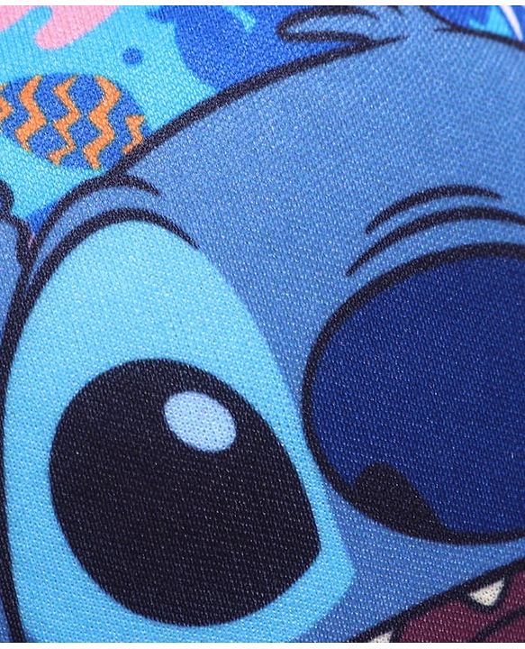 Babyhug Disney Cotton Blend Knit Baseball Cap With Stitch Print Blue - Diameter 50 cm